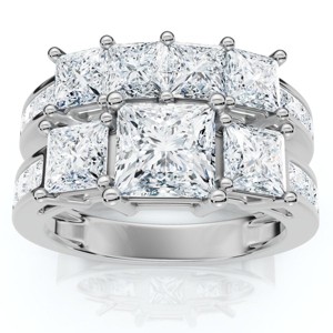 Pompeii3 3 1/2Ct Princess Cut Diamond Engagement Ring Set 14k Gold or Platinum Lab Created - 1 of 4