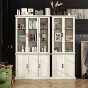 FUFU&GAGA Grey Modular Display Cabinet, Any Matching Assembly, Large Capacity Storage, Tempered Glass Door Showing Quality - 1 of 4
