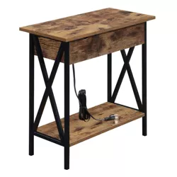 Tucson Flip Top End Table with Charging Station and Shelf - Breighton Home
