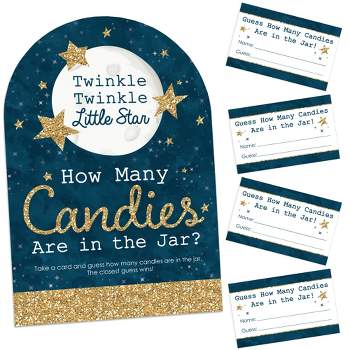 Big Dot of Happiness Twinkle Twinkle Little Star - How Many Candies Baby Shower or Birthday Party Game - 1 Stand and 40 Cards - Candy Guessing Game