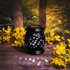 LumaBase Solar-Powered Black Ceramic Lantern with LED Light - 4 of 4