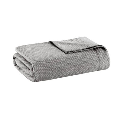 Full queen Textured Cotton Blanket Gray Target