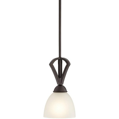 Possini Euro Design Bronze Mini Pendant Light 6" Wide White Frosted Glass Fixture for Kitchen Island Dining Room