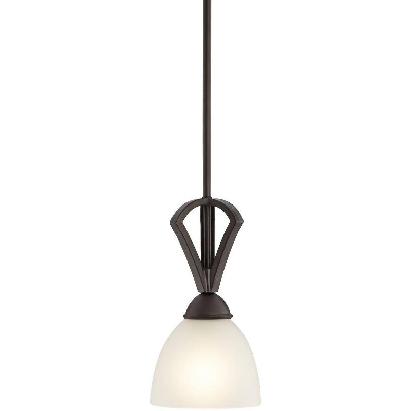 Possini Euro Design Milbury Bronze Mini Pendant Light 6" Wide Industrial White Frosted Glass Shade for Dining Room House Foyer Kitchen Island Entryway, 1 of 8