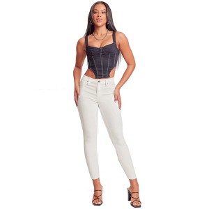 YMI Women's Hyper Stretch Mid-Rise 5 Pocket Slim Fit Skinny Jeans - 1 of 4