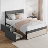 Bed Frame with 2 Storage Drawers, Upholstered Platform Bed Frame with Headboard - 4 of 4