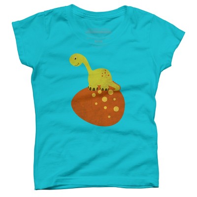 Girl's Design By Humans Happy Cute Dino By parjono T-Shirt