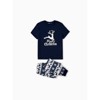 Christmas Reindeer Print Glow in the Dark Family Matching Pajamas Sets with Christmas Socks Deep Blue - 3 of 4