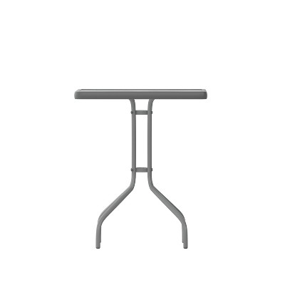 Silver Tempered Glass 47" Outdoor Bistro Table