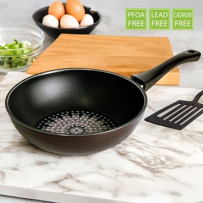 Blooming Flower 12" Nonstick Aluminum Wok with Stainless Steel Base