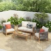 Christopher Knight Home Gillian 4 Pieces Patio Rope Weaving Acacia Wood Seating Set - 2 of 4