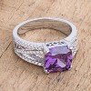 Slickblue 3 Ct. Cushion Cut CZ Engagement Ring, Rhodium Plated Criss-Cross Band, Multiple Color Options, Sizes 5-10 - 2 of 3