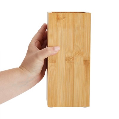Natural Bamboo Universal Knife Block with Adjustable Bristles