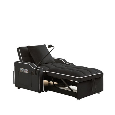 NicBex Modern Pull Out Sofa Bed Convertible Single Sofa with Adjustable Back, USB Port and Swivel Phone Stand for Living Room