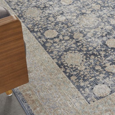 Ivory Floral Elegance 5' x 7' Synthetic Easy-Care Rug