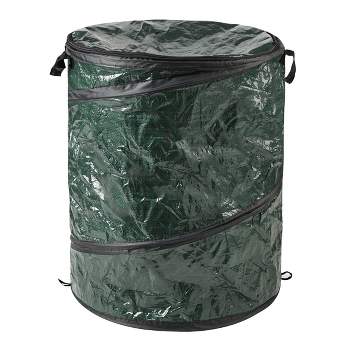 Collapsible Trash Can - Pop Up 44-Gallon Outdoor Portable Garbage Bag Holder with Zippered Lid - Recycle Bin for Camping or Parties by Wakeman (Green)
