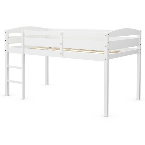 Costway Twin Low Loft Bunk Junior Bed Bedroom Wooden Guard Rail Ladder White Target