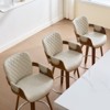 Bekrvio 26" Swivel Counter Stools with Back & Arms, Faux Leather Mid-Century Bar Stools for Kitchen Island, Walnut Frame, Set of 1/2/3/4 - 3 of 4