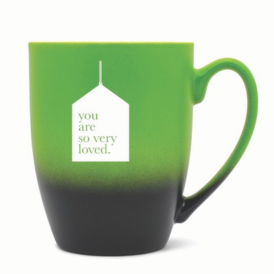 Elanze Designs You Are So Very Loved. Two Toned Ombre Matte 10 ounce New Bone China Coffee Tea Cup Mug, Green and Black