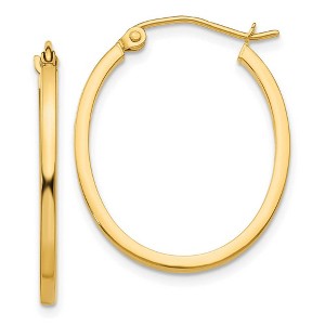 Black Bow Jewelry 1.5mm x 26mm Polished 14k Yellow Gold Square Tube Oval Hoop Earrings - 1 of 4