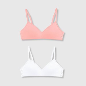 Hanes Girls' 2pk Wide Back Banded Bra - Pink/White M, Girl's, Size: Medium,  by Hanes