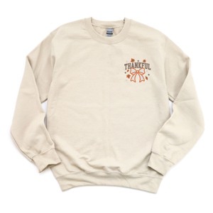 Embroidered Coquette Thankful - Women's Graphic Sweatshirt - 1 of 4