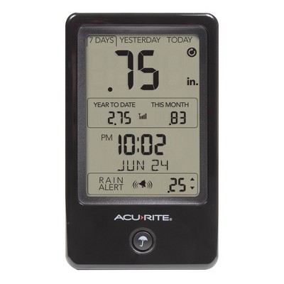 Wireless Black and Gray Digital Rain Gauge with Indoor Display