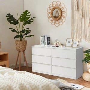 Karl Home 6-Drawer White Particle Board 55.12in. W Chest of Drawer - 1 of 4
