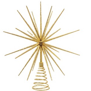 Aoibox 13.7 Inch Gold Christmas Tree Topper 3D Starburst Design Lightweight Plastic and Iron Base Fits Most Trees 1 Piece Holiday Decor - 1 of 4