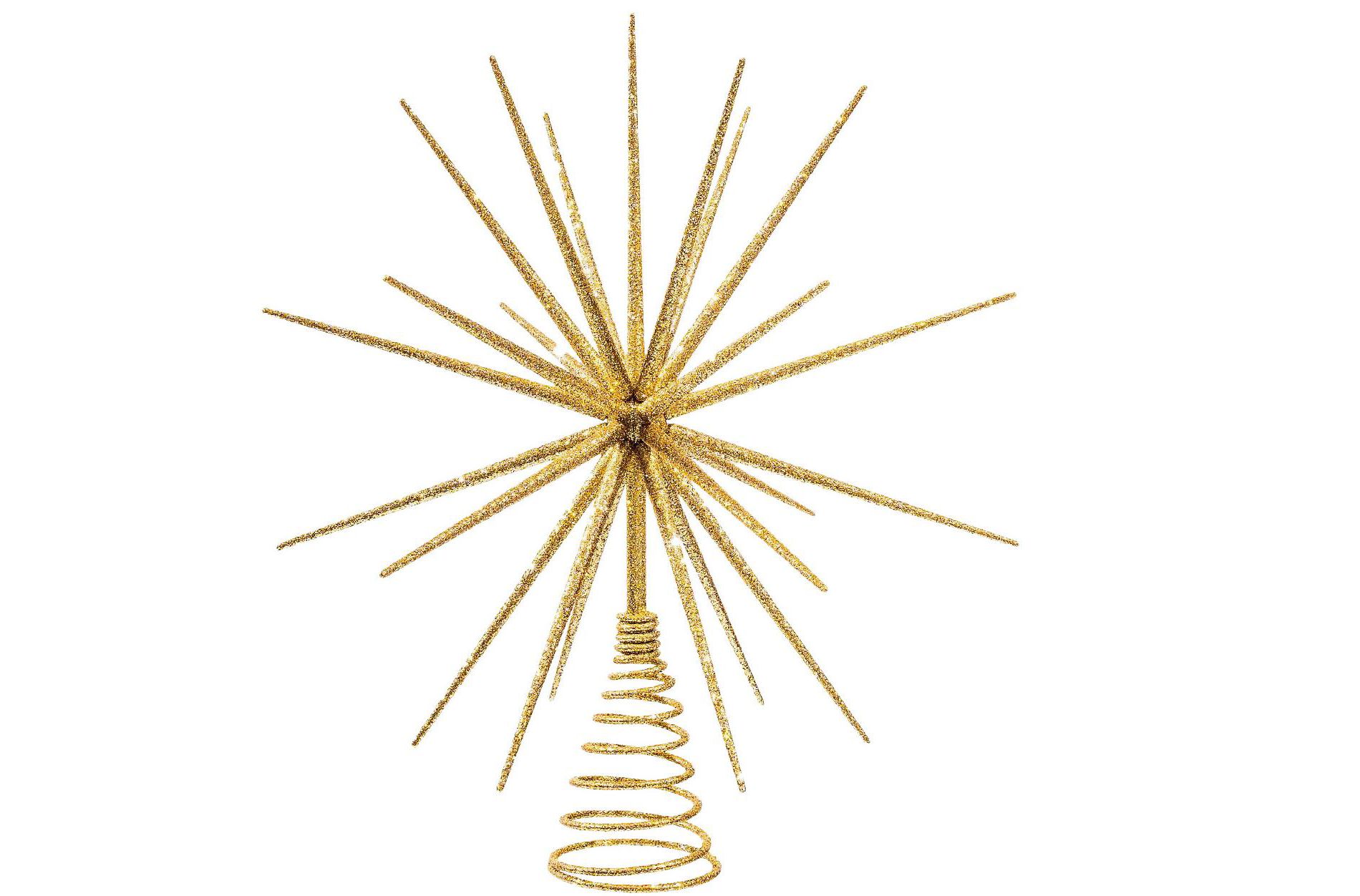 Aoibox 13.7 Inch Gold Christmas Tree Topper 3D Starburst Design Lightweight Plastic and Iron Base Fits Most Trees 1 Piece Holiday Decor