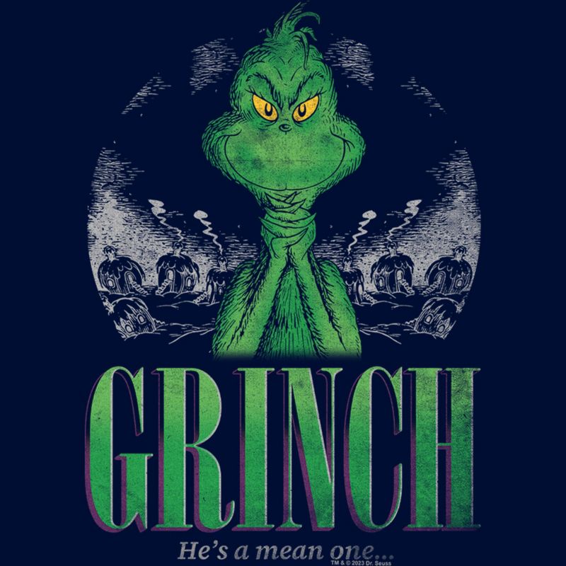 Boy's Dr. Seuss Christmas The Grinch You're a Mean One Portrait T-Shirt, 2 of 5