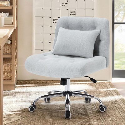 VYNXARIA Armless Fabric Office Desk Chair - Modern Criss-Cross Design with Lumbar Pillow