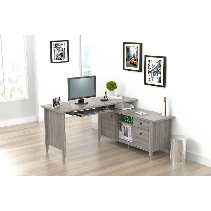 L Shaped Computer Writing Desk Gray - Inval, 2 of 9