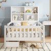 KWPZQEB Platform Bed with Chalkboard, Montessori Floor Bed with Safety Guardrails & 2 Drawers, Low Bed with Open Shelves for Girls and Boys - 2 of 4