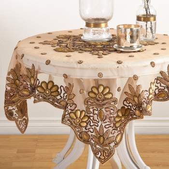 Saro Lifestyle Hand Beaded Design Tablecloth