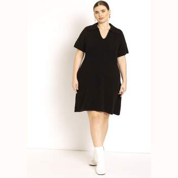 Black Bonded Plus Size Peplum Dress (3091143)