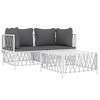 vidaXL White Stainless Steel and Woven Fabric Patio Lounge Set - 3 Piece Contemporary Outdoor Furniture with Comfortable Cushions and Modular Design - 3 of 4