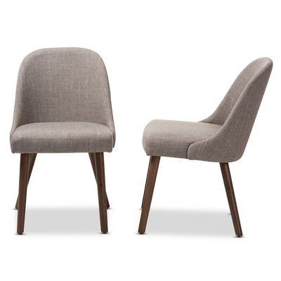 Light Grey Upholstered Parsons Side Chair with Walnut Wood Legs