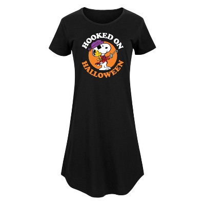 Women's - Peanuts - Hooked On Halloween Graphic T-shirt Dress