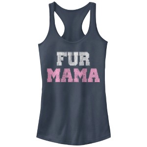 Juniors Womens CHIN UP Fur Mama Racerback Tank Top - 1 of 3