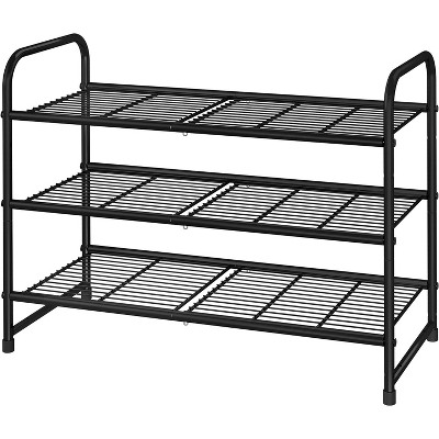 Simple Trending 3-Tier Stackable Shoe Rack Black