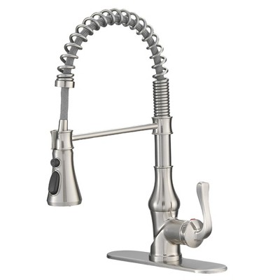 Single-Handle Pull-Down Sprayer 3 Spray High Arc Kitchen Faucet With Deck Plate