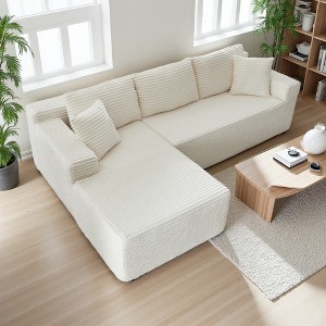 103" Modular Corduroy L-Shaped Sectional Sofa, Deep Seat - 1 of 2