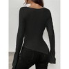 Women's Shirt Off Shoulder Long Sleeve Top Ruched Asymmetric Hem Slim Fit Blouse - 4 of 4