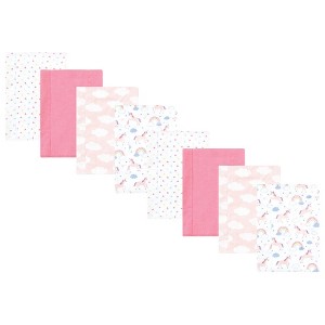 Hudson Baby Girls Cotton Poly Flannel Burp Cloths 8-Pack, One Size - 1 of 4
