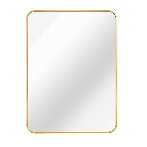 FONTOI 32"×24" Bathroom Wall Mirror Rectangular Metal Frame Modern Vanity Accent Mirror Decorative Statement Piece for Bedroom Living Room, Gold - 1 of 4