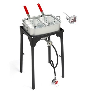 ROVSUN 18 QT Aluminum Propane Fish Fryer with 58,000 BTU Gas Stove, Deep Fryer Pot with Baskets & Thermometer for Chicken Wings & French Fries - 1 of 4