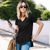Amaryllis Women's Short-Sleeve Casual V-Neck High-Low Hem Tee Soft Lightweight Comfortable - 2 of 3