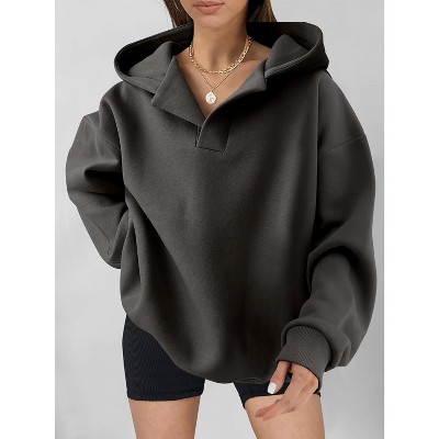 Womens Hoodies Oversized V Neck Sweatshirts Long Sleeve Pullover Casual Fall Teen Girls Preppy Clothes
