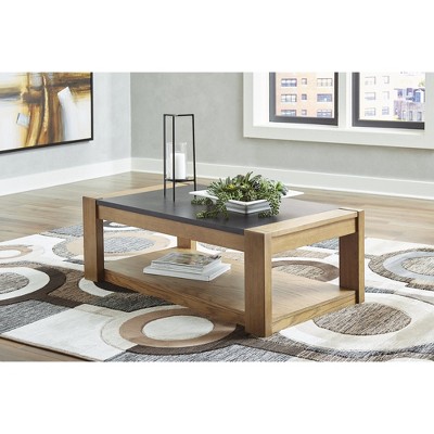 Quentina Rectangular Lift-Top Coffee Table with Faux Stone Top